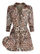2PCS Tuta corta con revers leopardo e gonna cachi anni '50
