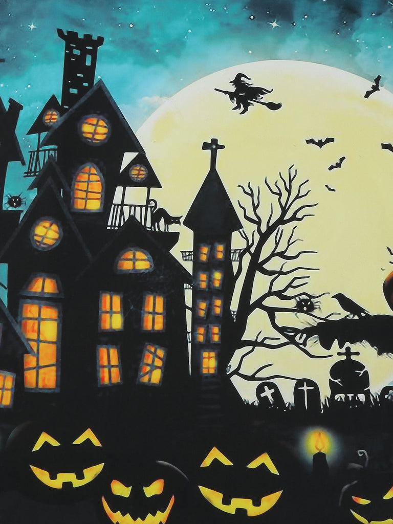 Abito in pizzo patchwork Halloween blu anni '50