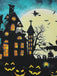 Abito in pizzo patchwork Halloween blu anni '50