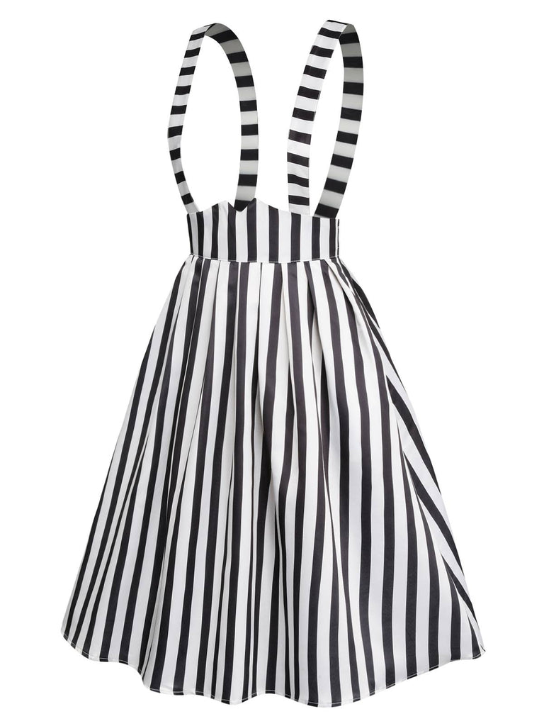 Gonna con bretelle a righe bianco e nero anni '50