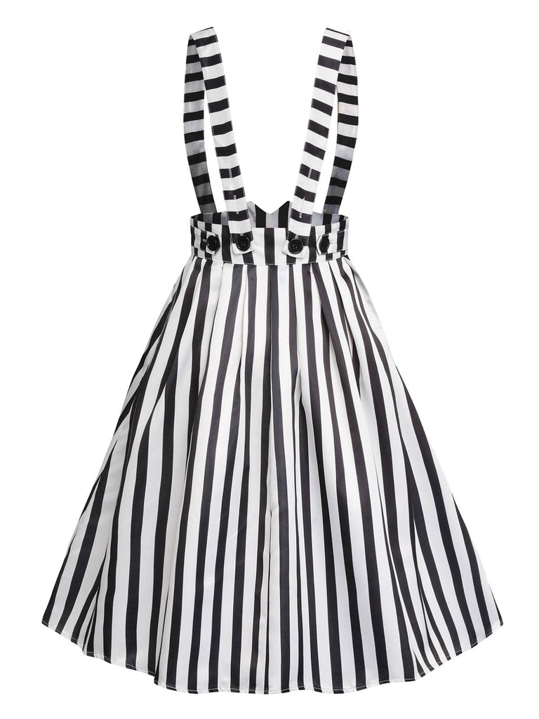 Gonna con bretelle a righe bianco e nero anni '50