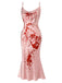 Abito a sirena con sangue Halloween rosa anni '30