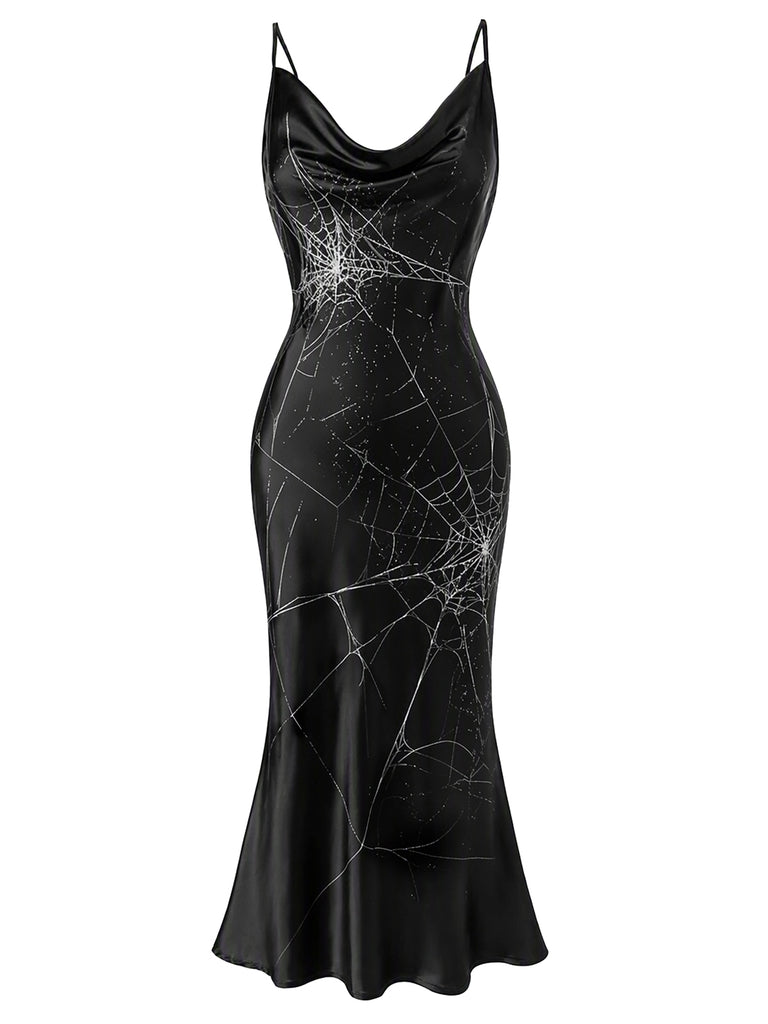 [Prevendita] Abito a sirena con ragnatela Halloween rosa anni '30