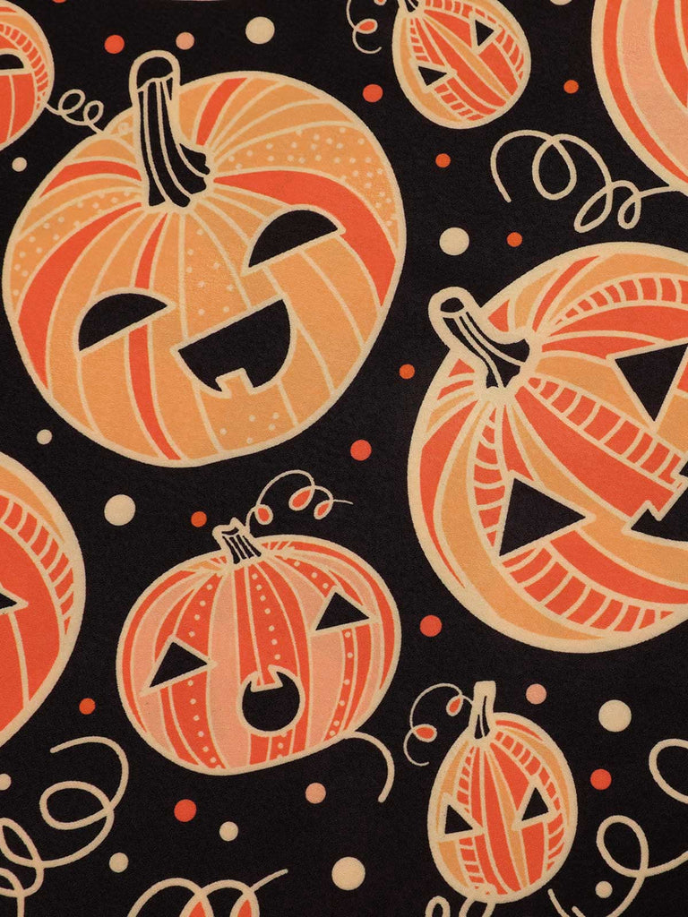 [Prevendita] Abito a ruota arancione anni '50 con motivo a zucche di Halloween