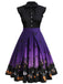 Abito patchwork Halloween viola anni '50