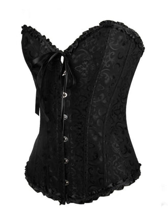 Corsetto overbust in pizzo gotico nero steampunk