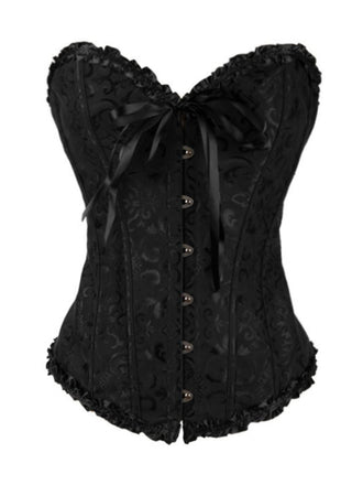 Corsetto overbust in pizzo gotico nero steampunk
