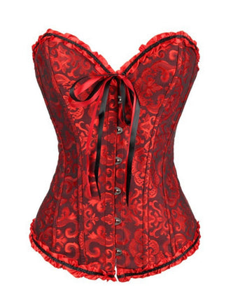 Corsetto overbust in pizzo gotico rosso steampunk