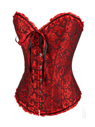 Corsetto overbust in pizzo gotico rosso steampunk