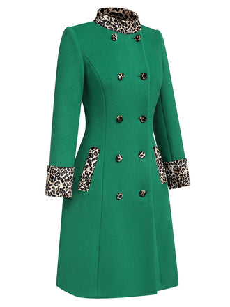 Cappotto leopardati con bottoni patchwork verde anni '40