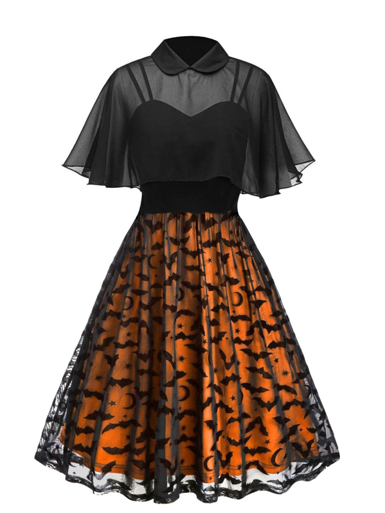 Abito e mantello patchwork con spalline Halloween anni '50
