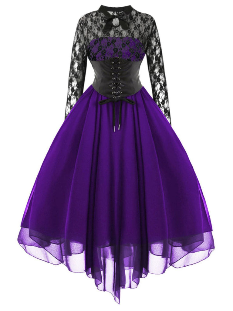 Abito a ruota in pizzo steampunk Halloween anni '50