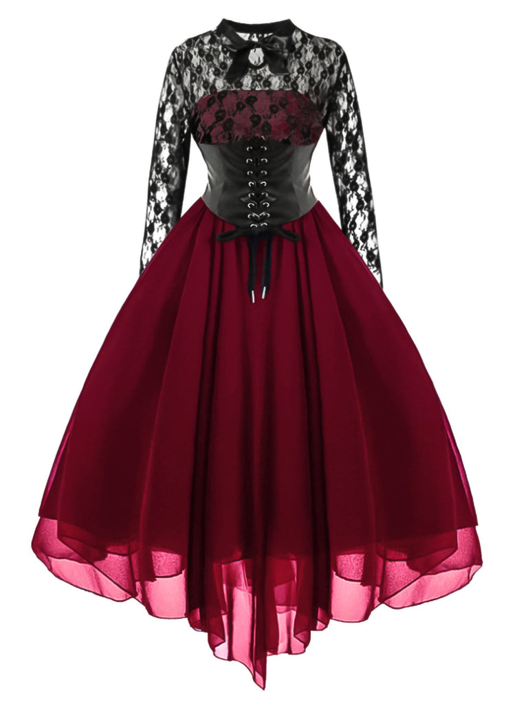 Abito a ruota in pizzo steampunk Halloween anni '50
