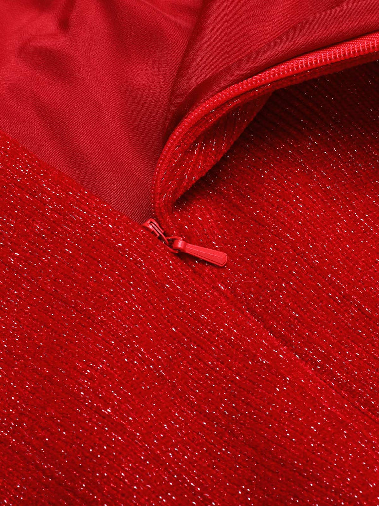 Abito natalizio in peluche rosso anni '50