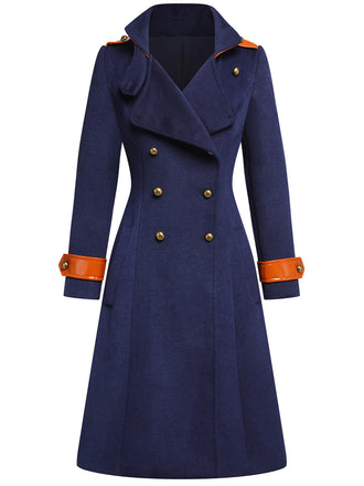 Cappotto patchwork con bottoni blu navy anni '40