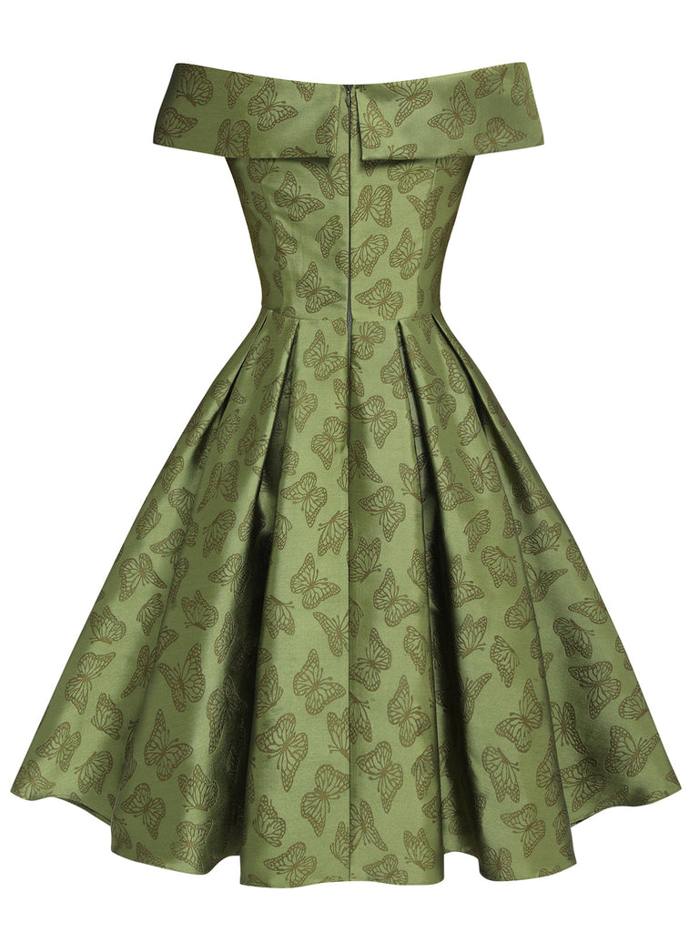 Abito farfalla spalle scoperte verde anni '50