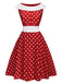 Abito a ruota patchwork a pois rosso anni '50