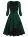 Abito a ruota in pizzo patchwork verde anni '50