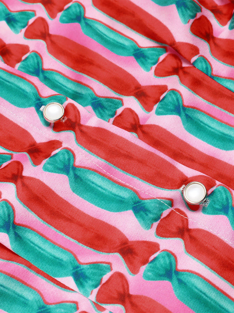 2PCS Camicetta a forma di caramella e pantaloni bretelle anni '50