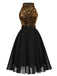 Abito con glitter oro patchwork verde anni '50
