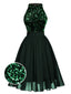 Abito con glitter oro patchwork verde anni '50