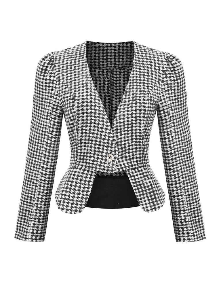 Blazer a quadri aderente con bottoni nero anni '40
