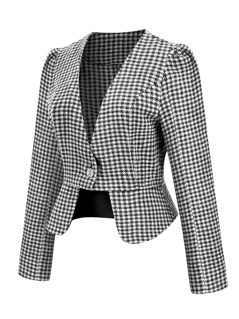 Blazer a quadri aderente con bottoni nero anni '40