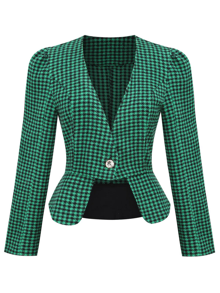 Blazer a quadri aderente con bottoni nero anni '40