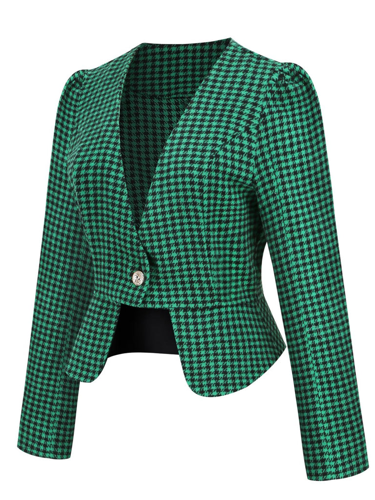 Blazer a quadri aderente con bottoni nero anni '40