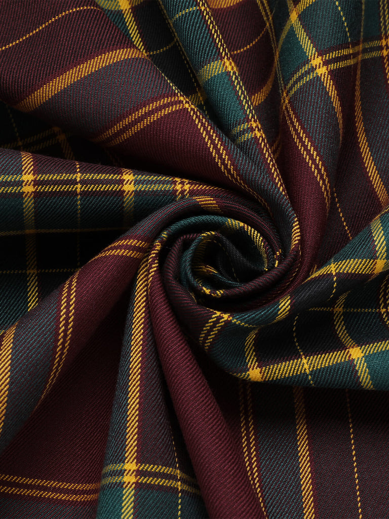 [Prevendita] Abito a quadri con spalle scoperte bordeaux anni '50