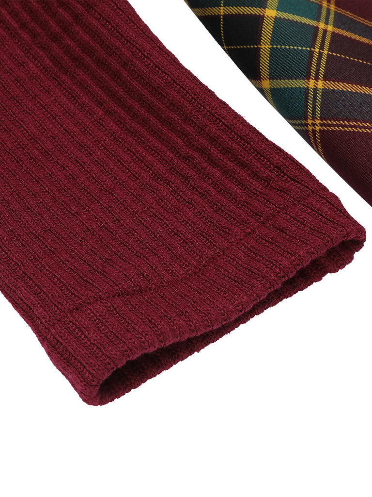 [Prevendita] Abito a quadri con spalle scoperte bordeaux anni '50