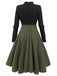 Abito in maglia plaid verde scuro anni '50