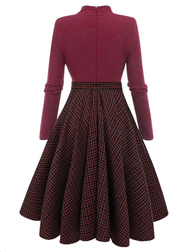 Abito in maglia plaid verde scuro anni '50