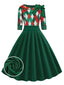 Abito a quadri patchwork natalizio verde anni '50