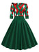 Abito a quadri patchwork natalizio verde anni '50