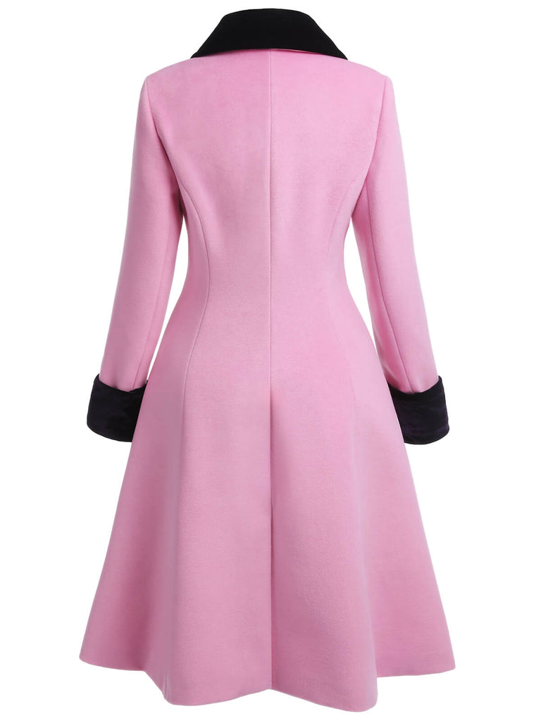 Cappotto in velluto con bottoni patchwork rosa anni '30