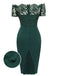Abito in pizzo spalle scoperte verde scuro anni '60