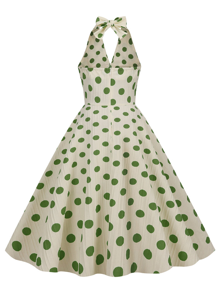 Abito a ruota con a pois  scollo all'americana anni '50