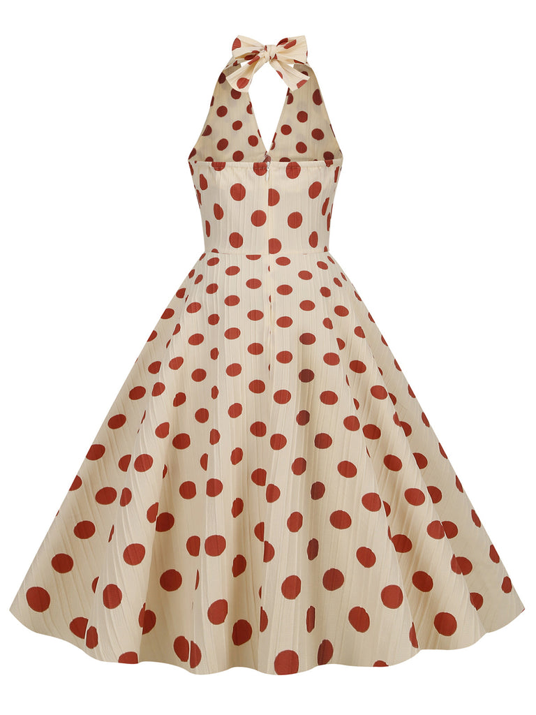 Abito a ruota con a pois  scollo all'americana anni '50