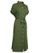 Abito con spacchi e cintura tinta unita verde anni '40