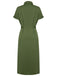 Abito con spacchi e cintura tinta unita verde anni '40