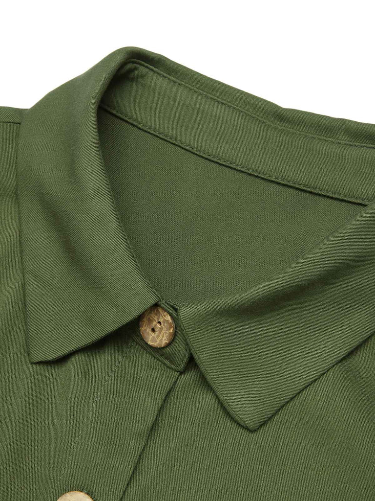 Abito con spacchi e cintura tinta unita verde anni '40