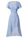 Abito floreale con scollo a V bottoni blu anni '40
