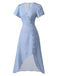 Abito floreale con scollo a V bottoni blu anni '40