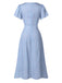 Abito floreale con scollo a V bottoni blu anni '40