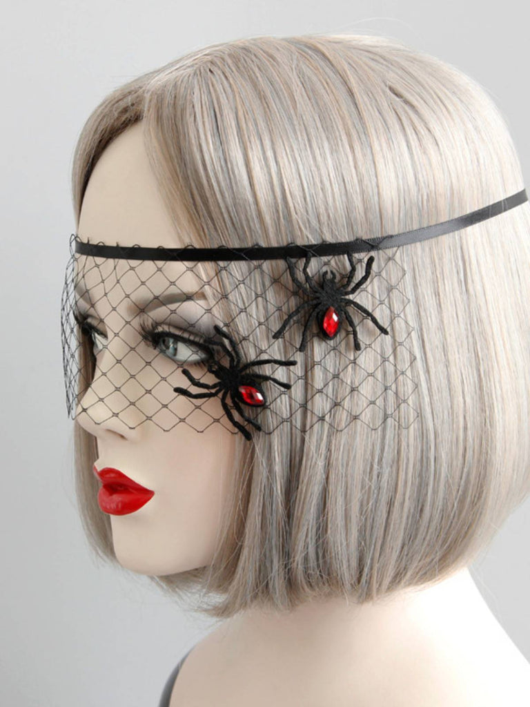 Cerchietto a rete con strass a forma di ragno Halloween