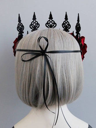 Cerchietto con corona di rose rosso Halloween