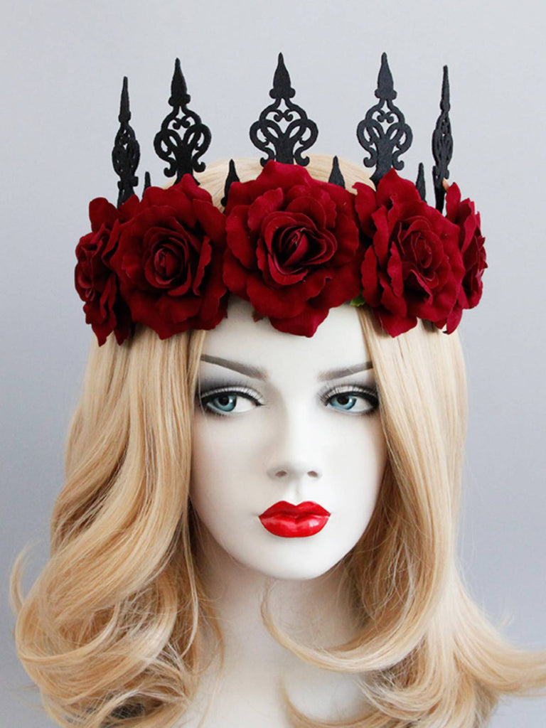 Cerchietto con corona di rose rosso Halloween