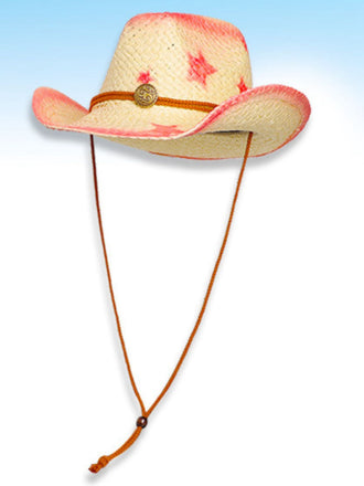Cappello da sole a tesa larga con stella da cowgirl