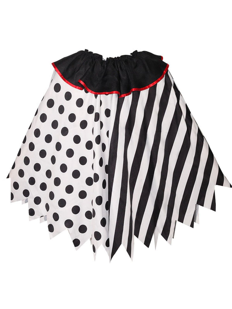 Mantello da clown horror Halloween in bianco e nero anni '50